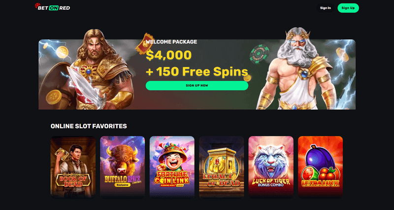 Bet On Red Casino Australia homepage interface